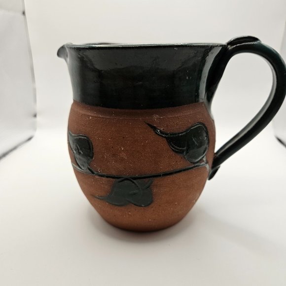 Vintage TG Handmade Brown Green Glaze Leaf 16oz Stoneware Pottery Mug - Picture 10 of 10